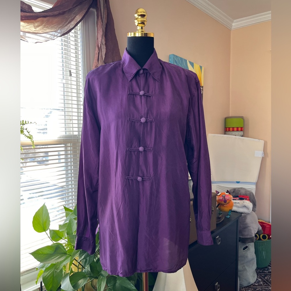 Women’s Purple Silk Long Sleeve Blouse